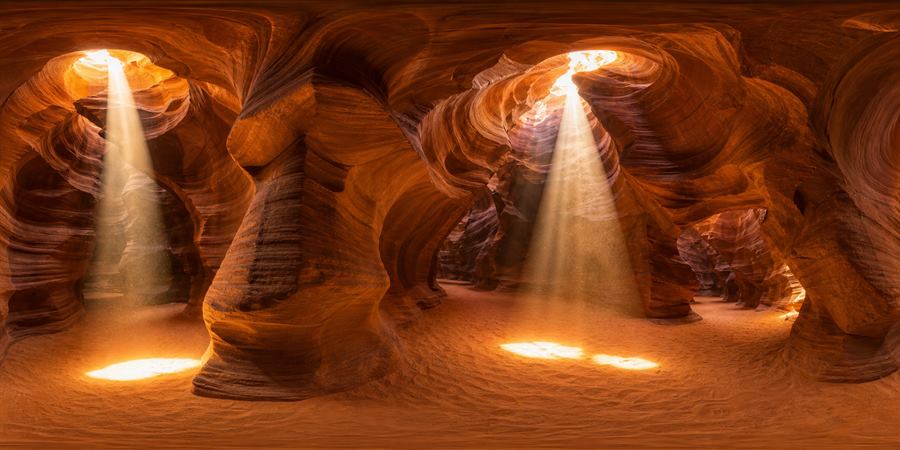 Antelope Canyon Light Beams Panorama 360 panoramic photo