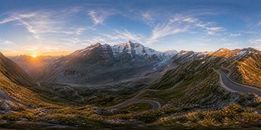 Austria Grossglockner High Alpine Road Sunrise Panorama 360 panoramic photo