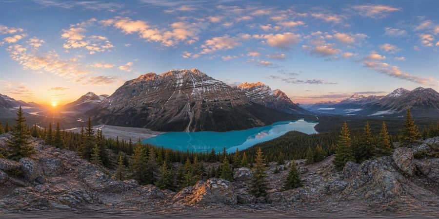 Banff Peyto Lake Sunrise Panorama 360 panoramic photo