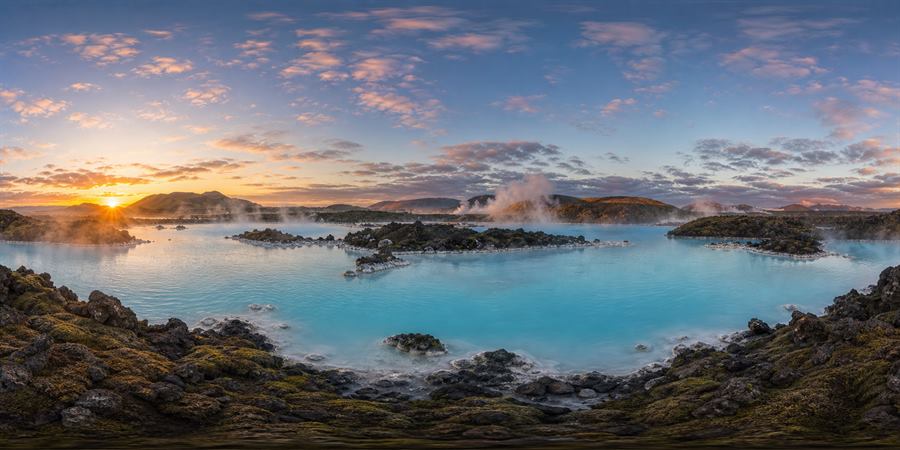 Blue Lagoon Iceland Geothermal Sunrise Panorama 360 panoramic photo