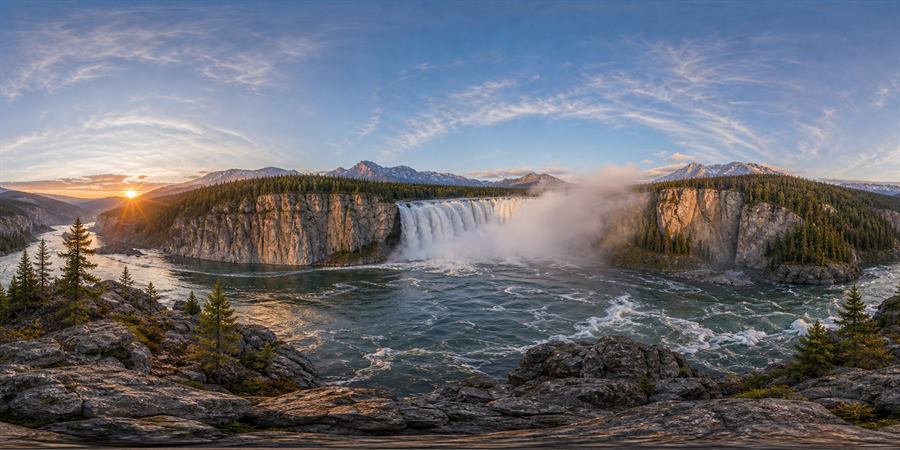 Canada Nahanni Virginia Falls Sunrise Panorama 360 panoramic photo