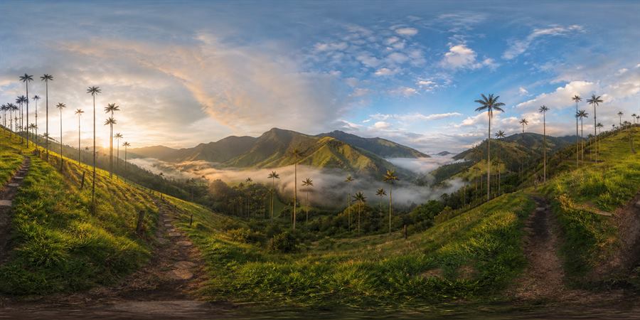 Colombia Cocora Valley Sunrise Panorama 360 panoramic photo