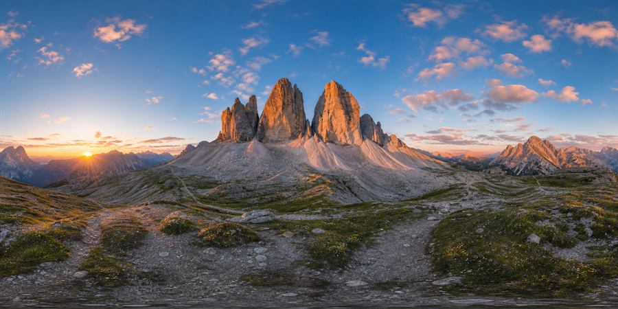 Dolomites Tre Cime Sunrise Panorama 360 panoramic photo