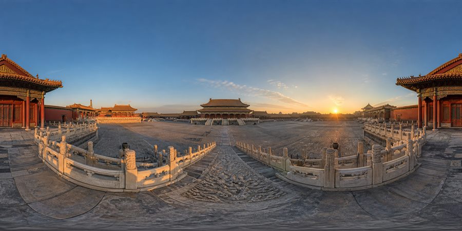 Forbidden City Beijing Sunrise 360 panoramic photo