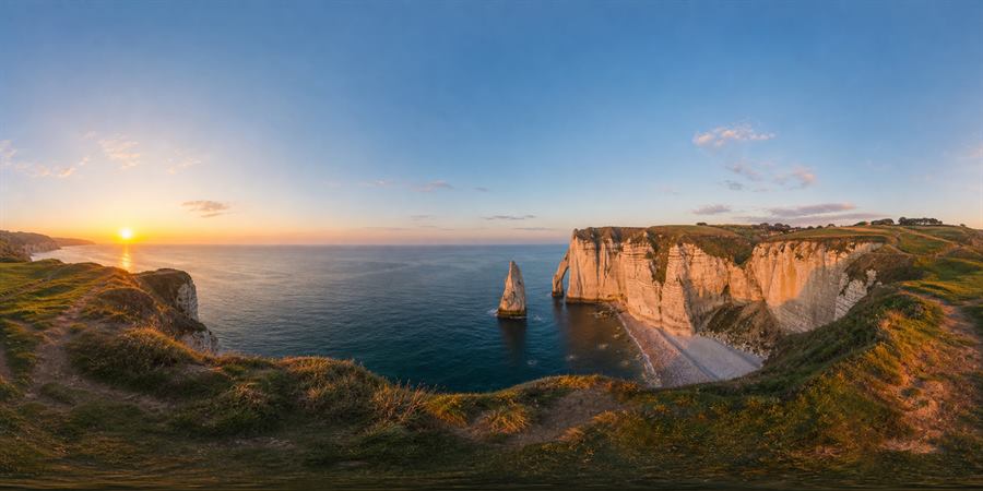 France Etretat Cliffs Sunrise Panorama 360 panoramic photo