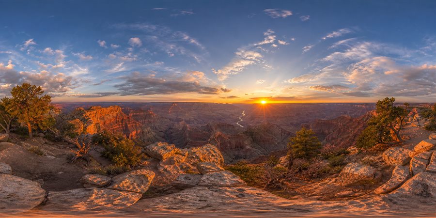 Grand Canyon South Rim Sunset 360 panoramic photo