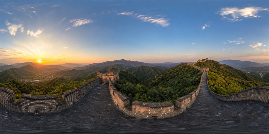 Great Wall at Mutianyu Golden Hour 360 panoramic photo