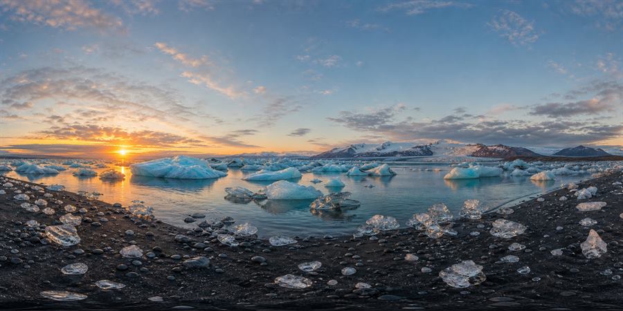 Jokulsarlon Glacier Lagoon Sunrise Panorama 360 panoramic photo