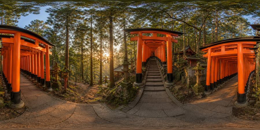 Kyoto Fushimi Inari Sunrise Panorama 360 panoramic photo