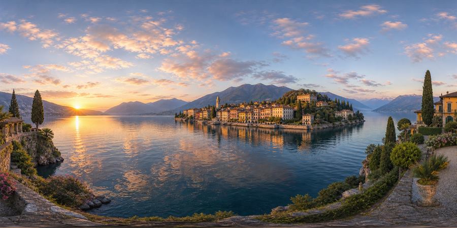 Lake Como Bellagio Sunrise Panorama 360 panoramic photo