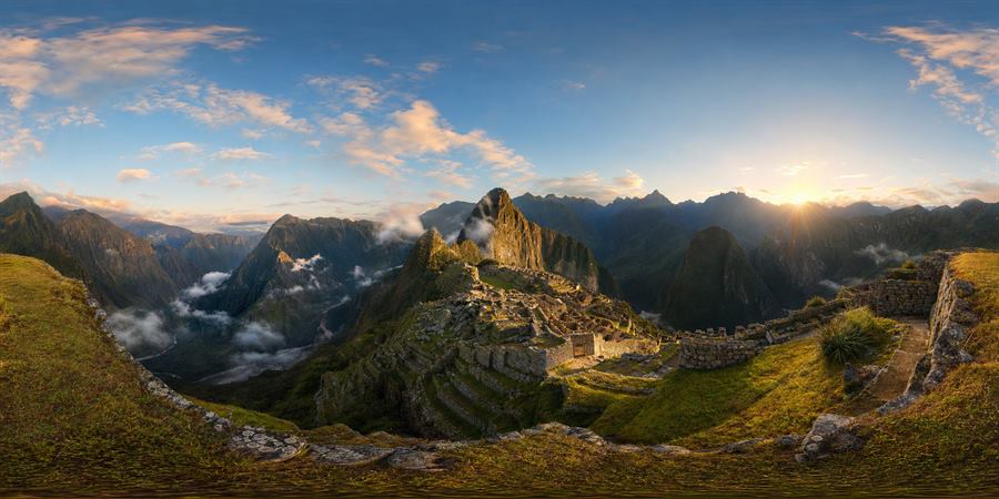 Machu Picchu Andes Sunrise Panorama 360 panoramic photo