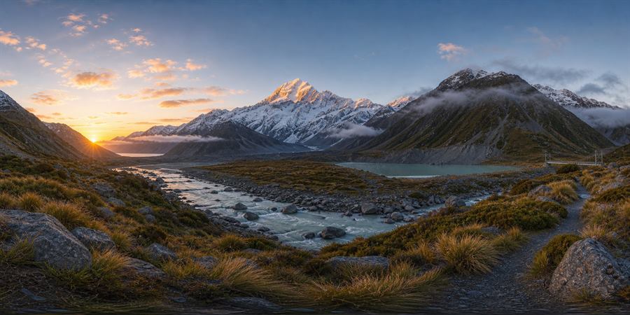 Mount Cook Hooker Valley Sunrise Panorama 360 panoramic photo