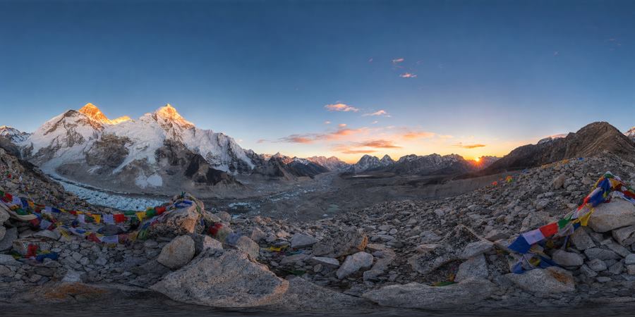 Mount Everest Base Camp Sunrise Panorama 360 panoramic photo