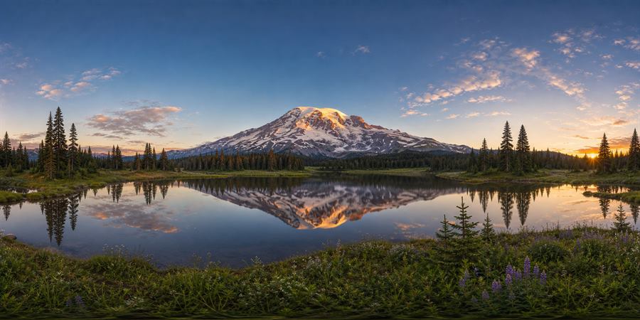 Mount Rainier Reflection Lakes Sunrise Panorama 360 panoramic photo
