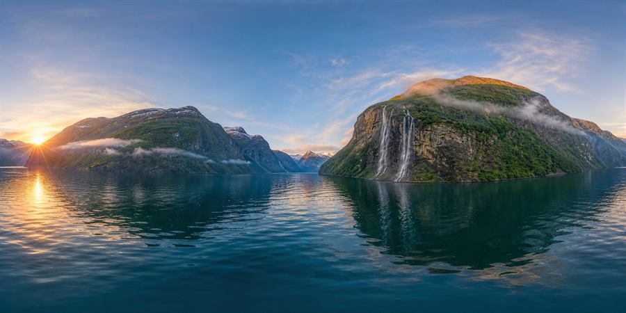 Norway Geirangerfjord Sunrise Panorama 360 panoramic photo