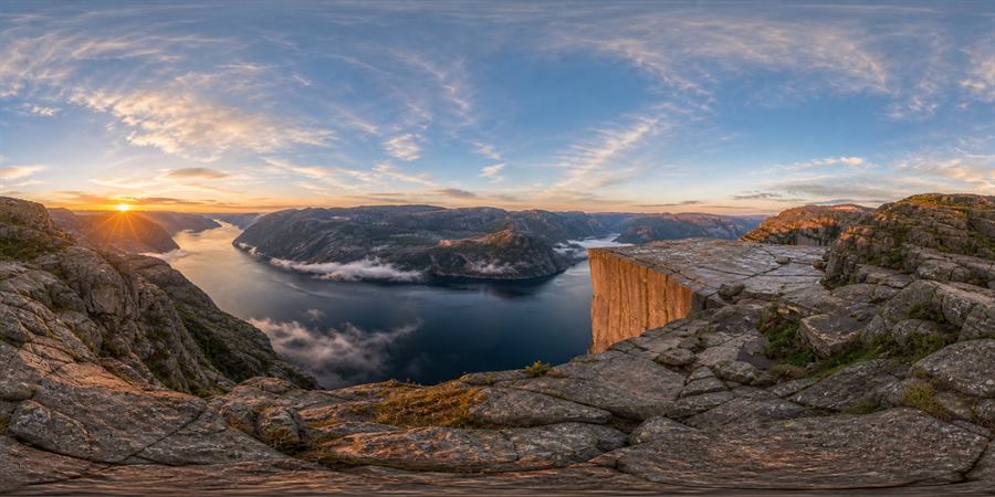 Norway Pulpit Rock Lysefjord Sunrise Panorama 360 panoramic photo
