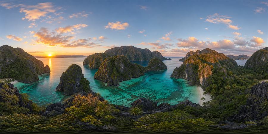 Palawan El Nido Lagoon Sunrise Panorama 360 panoramic photo