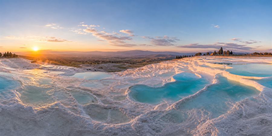 Pamukkale Travertine Terraces Sunrise 360 panoramic photo
