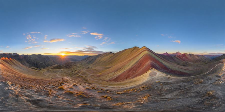 Peru Rainbow Mountain Vinicunca Sunrise Panorama 360 panoramic photo