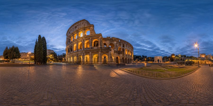 Rome Colosseum Blue Hour 360 panoramic photo