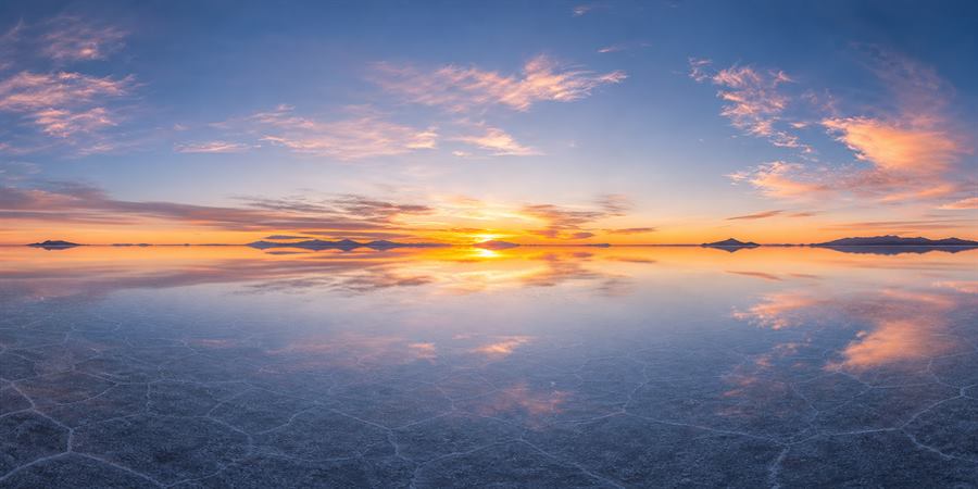 Salar de Uyuni Mirror Sunrise 360 panoramic photo