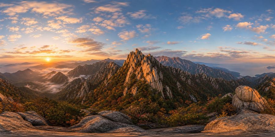 Seoraksan Ulsanbawi Sunrise Panorama 360 panoramic photo