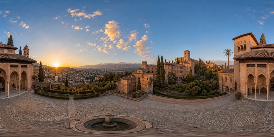 Spain Alhambra Granada Sunrise Panorama 360 panoramic photo