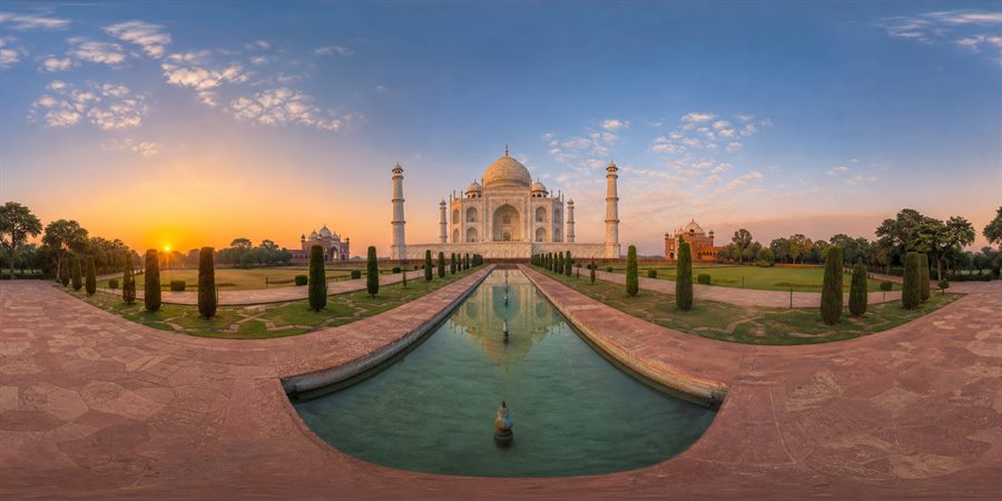 Taj Mahal Agra Sunrise 360 panoramic photo