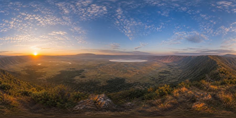 Tanzania Ngorongoro Crater Sunrise Panorama 360 panoramic photo