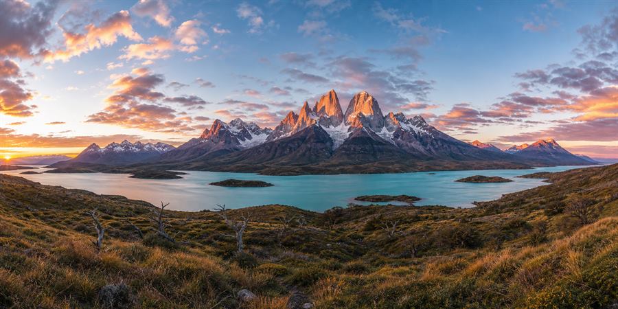Torres del Paine Sunrise Panorama 360 panoramic photo