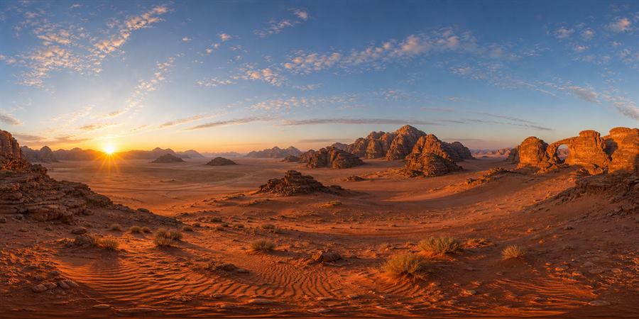 Wadi Rum Desert Sunrise Panorama 360 panoramic photo